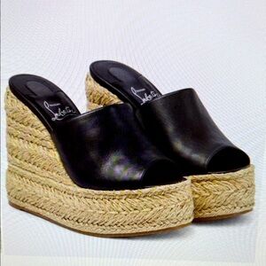Christian Louboutin Black Wedge Sandals